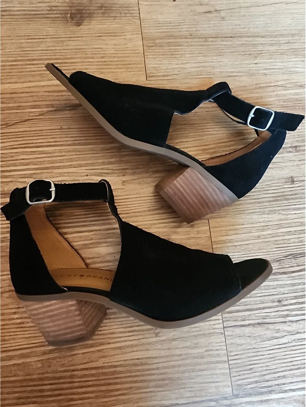 Size 7 - Women's Lucky Brand Baxley Black Suede Leather Sandals